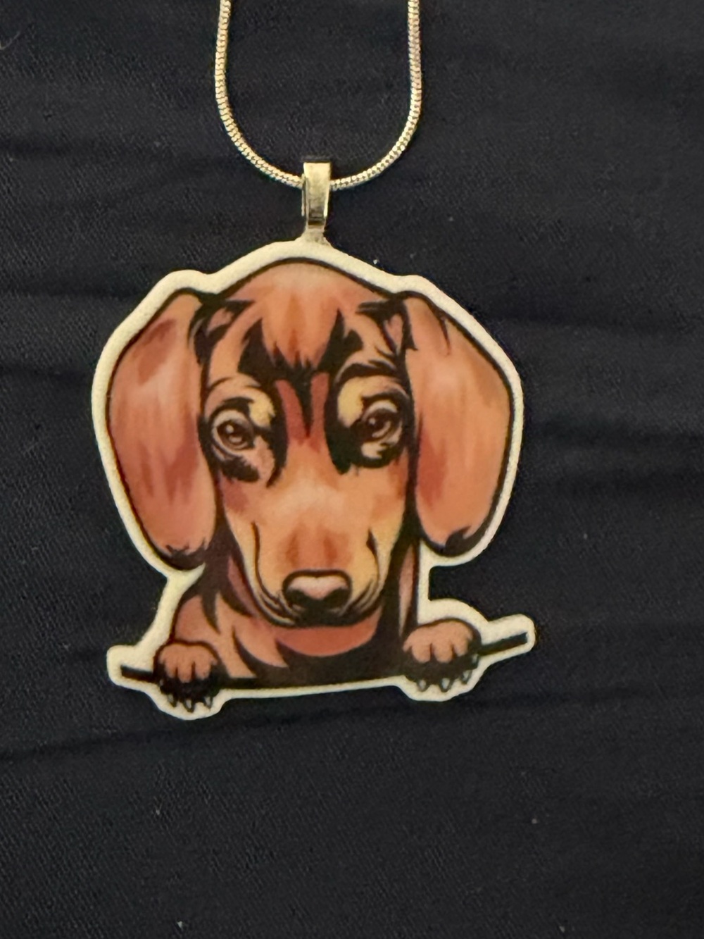 Dachshund Dog Pendant Necklace - Brown Dachshund Charm